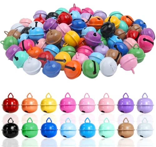 Furuising 80 Pz Campanellini Sonagli Piccoli 22mm, Colorati Campanellino Sonaglio, Metallo Campanelle Natale con Fori per Fatto a Mano, Campanella per Animali Domestici, Matrimoni Decorazioni