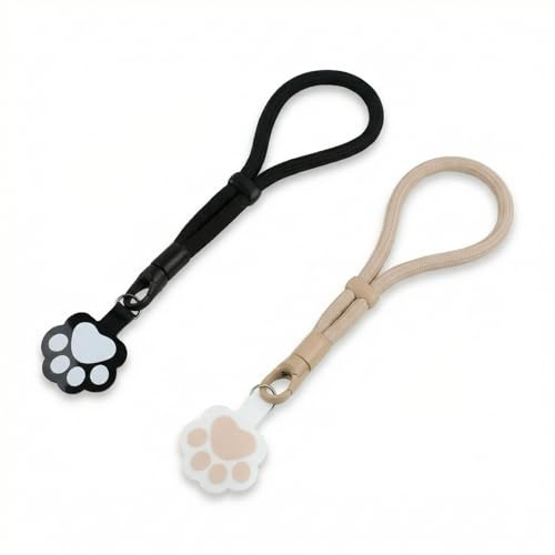 Anseom 2Pcs Cuerda para Móvil, Cordón de Muñeca, Cadena para Colgar en Mano, Correas de Muñeca Ajustables para Teléfono, Cámara, llaves (Negro + Beige)