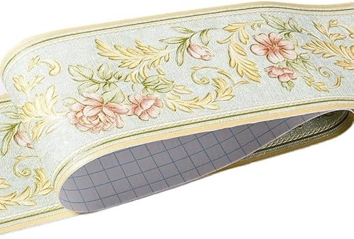 Cenefa adhesiva para pared, Borde de papel tapiz línea cintura for cocina, baño, inodoro, PVC, 1 Uds(M)
