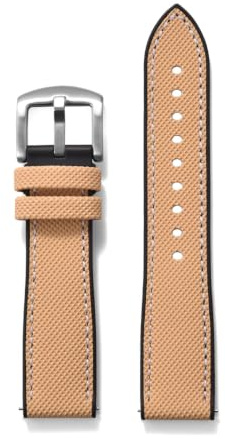 Bracelet De Montre En Caoutchouc Et Toile À Voile Compatible Avec Diverses | Bracelet FKM en toile à voile en cuir, ajustement précis (Noir)