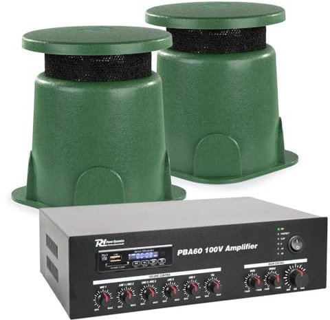 Power Dynamics Pack GS530 - Sonorisation Extérieure - Système 100V 2 Enceintes résistantes IP45, amplificateur | Bluetooth & câbles Inclus