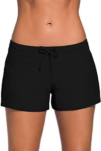Kfnire Shorts de Natación Mujer Shorts de Baño Secado Rápido Estilo Boyleg División Lateral Playa Surf Essential Bikini Short Deportes Acuáticos Pantalones Cortos de Protección UV