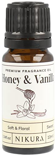 Nikura Honey & Vanilla Fragrance Oil - 10ml | for Gifts, Diffusers, Candle Making, Soap Making | Great for use in Bath Bombs, Perfume Oil, Perfume Scents | Vegan & UK Made