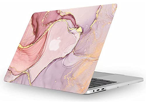 Fancity Hülle Kompatibel mit MacBook Air 13 Zoll 2020 2021 A2337 M1 A2179 A1932, Plastik Hartschale Hülle Nur Kompatibel mit MacBook Air 13 Zoll mit Touch ID 2018-2021, Marble Pink