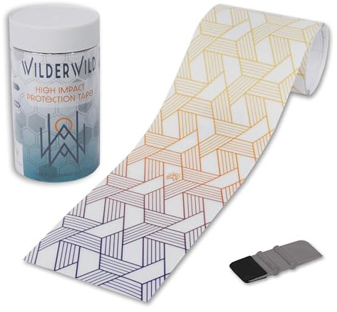 WilderWild Bike Frame Protection Tape- High Impact Clear Vinyl Wrap Includes Tool (4”x72) Bicycle Frame Protector, Mountain Bike Frame Guard Chainstay Protector (Art Deco)