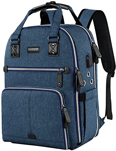 Crochet Bag, Knitting Bag Backpack and Totes Organizer with USB Charging Port, Large Yarn Storage Tote Bag Yarn Holder Case for Carrying Projects, Knitting Needles, Crochet Hooks,fits 15.6 inch Laptop