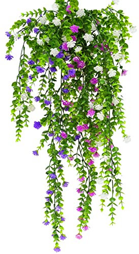 yivom 2 Stück Kunstpflanze Hängend Efeu Pflanze Künstliche Hängepflanzen Efeu Künstlich Plastikpflanzen für Balkon Wand Garten Deko-Mehrfarbig