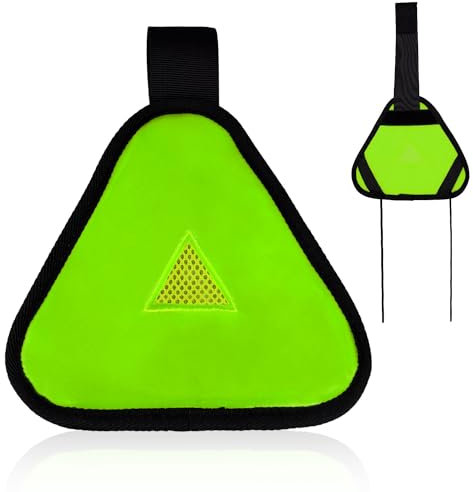 PEUTIER Reflektierendes Dreieck, Helles Reflektierendes Ertragssymbol Magischem Klebeband und Kordel Sicherheitsdreieck für Fahrradrucksack Verschiedene Szenen, Mehrere Befestigungsmethoden (Grün)