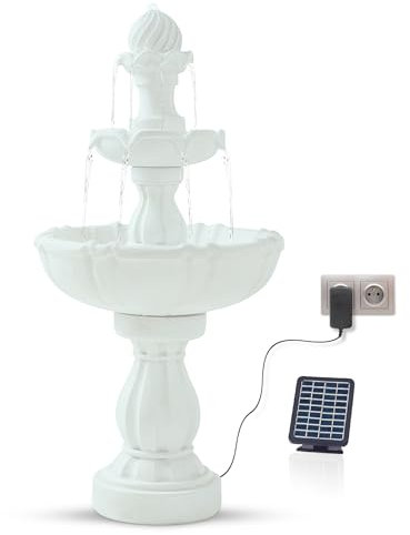 Bloomida Fontaine Solaire d'extérieur Fontaine avec LED I Balcon/Jardin Fontaine décorative Solaire, mangeoire à Oiseaux intérieur & extérieur I extérieur Fontaine en Cascade Fontaine d'eau Jardin