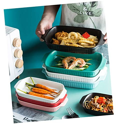 CIYODO Teglia da Forno in Ceramica con Grandi Manici Rettangolari Teglia da Forno per Torte Pane Robusta Adatta al Forno Facile da Pulire Cucina di Casa Panetterie