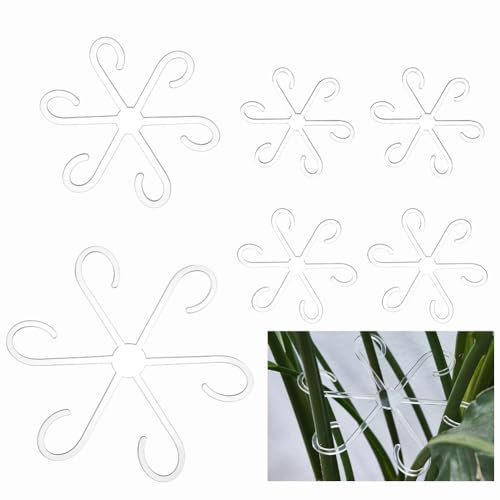DELORIGIN 6 unidades de soporte para plantas, 4 tamaños, soporte para plantas, anillo de soporte para flores, copos de nieve, soporte para plantas, soporte para plantas, trepadoras, plantas de