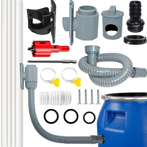 Collecteur Eau de Pluie Rectangulaire, Recuperateur d Eau de Pluie, Récupérateur Eau de Pluie, Système de Collecte d'eau de Pluie, Recuperateur Eau de Pluie avec Tuyau Vis Collier de Serrage