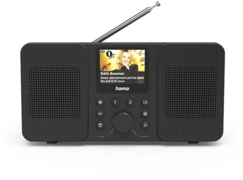 Hama Radio Réveil Numérique Internet Portable Dab/Dab+/FM, Bluetooth 5.2, WiFi, 30 préréglages, sur Secteur, Haut-Parleur Stéréo 6W, sur Secteur, Commande Via Appli - Noir