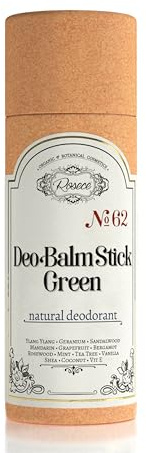 ROSECE DeoBalm Stick Green - Vegan, Aluminum-Free, & Cruelty-Free Natural Deodorant - Long-Lasting Freshness with Essential Oils, Floral & Citrus Notes - 60ml for Sensitive Skin - 100% Herbal