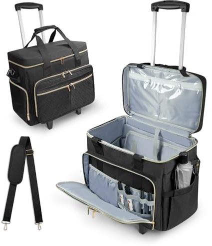 SUNDOY Rolling Teacher Tote Bag with Detachable Trolley – Waterproof & Durable Teacher Bag with Expandable File Compartment, Fits Up to 17.3 Laptop, Books & Supplies