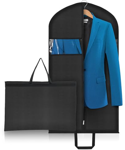 Niviy Fundas Ropa Armario Plegable con Asas Dobles Fundas Ropa Tela Oxford Ventana Transparente Resistente y Transpirable Aplicable a Camisas Trajes 60x110cm Negro 1PCS