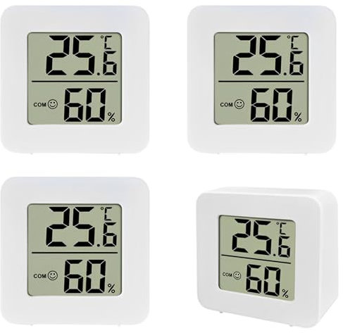 4 Pcs Room Thermometer, Thermometer Room Temperature, Digital Thermometer Room, Indoor Outdoor Hygrometer with High Accuracy for Home Office Baby Room
