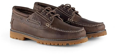 Catesby Timber Leather Lace Up Boat Shoes for Men | Leather deck shoes with grip rubber sole and arch support insole, ideal for sailing, holidays and smart casual wear