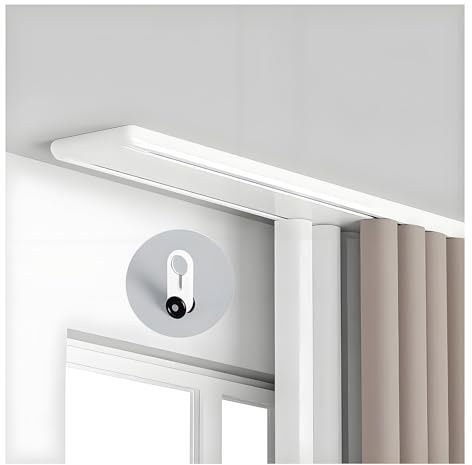 Tringle à rideaux silencieuse à rails à double rangée, Rail de Rideau de Plafond, Aluminium, Séparation de Pièce pour Salon Bureau Chambre, Robuste Facile à Installer(Blanc,1.4m(4.6ft))