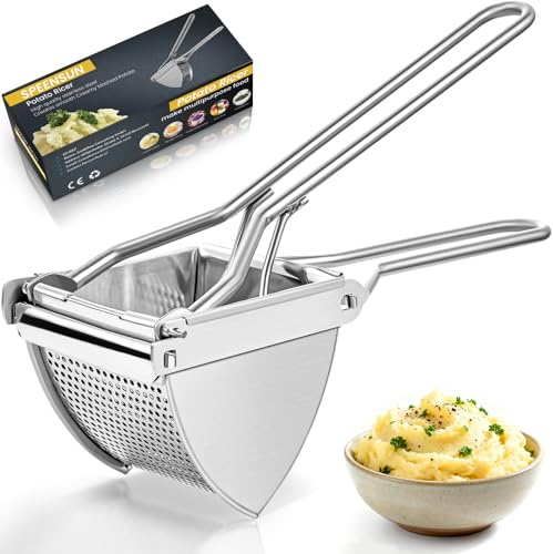 SPEENSUN Potato Ricer Mashers,Food Grade Stainless Steel Heavy Duty Ricer for Fluffy Mashed Potatoes, Baby Food & Juices | Dishwasher Safe & Comfortable Non-Slip Grip Handle
