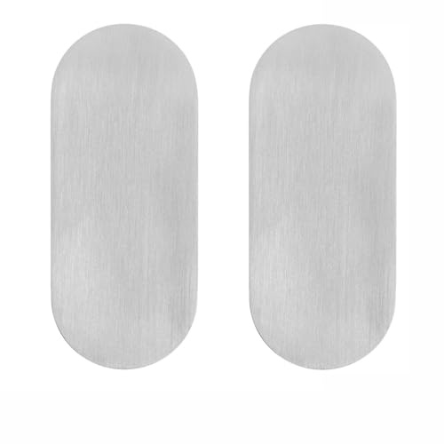 SOTOOLS Juego de 2 rosetas para puerta ovaladas, de acero inoxidable cepillado, 65 x 28 mm, con almohadilla adhesiva 3M VHB