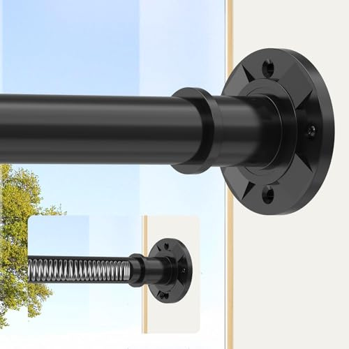 Schwarze Gardinenstange ohne Bohren 28mm Teleskopstange 78-223cm