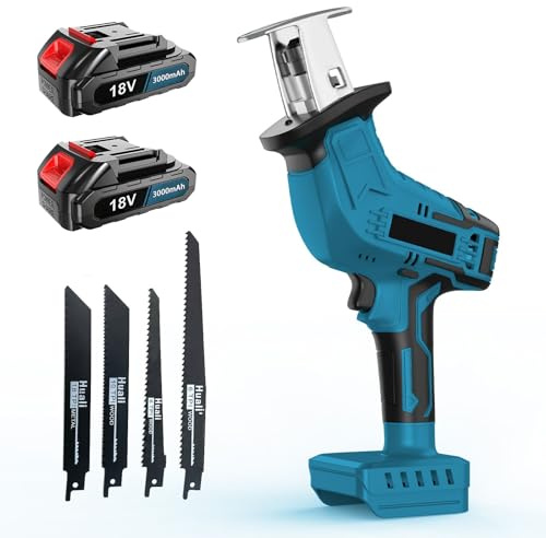 Bohemen Sierra sable eléctrica con batería de 18 V 3000 mAh, cola de zorro eléctrica, sierra sable con batería para metal/madera/tubo de PVC/corte de árboles