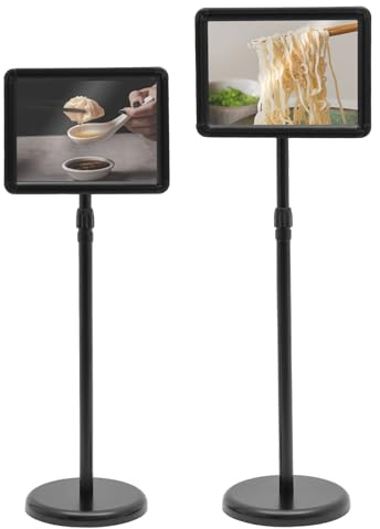 TFGXUE Set di 2 supporti per poster regolabili in altezza (70-120 cm), supporto informativo in acciaio inox, girevole a 360°, per esterni, per centri commerciali, hotel, ufficio