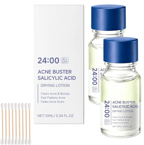 Loción de secado de ácido salicílico para el acné, tratamiento puntual contra espinillas, tratamiento de puntos negros, cuidado facial de secado rápido para pieles impurezas, tratamiento de puntos