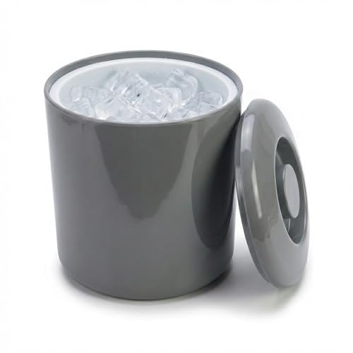 Chabrias Ltd Round Ice Bucket with Lid and Drainage Liner – UK Made 4 Litre | Circular Silver insulated design keeps ice frozen longer. Perfect for home bars, parties, BBQs, and events.
