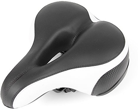 Morbida sella per bicicletta da donna in gel, super comoda con foro per Mountain Bike, nero/bianco