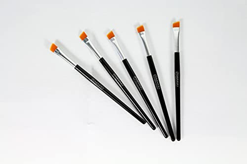 Makki 5 pinceaux applicateurs à pointe inclinée, rigide mais flexible pour teinter les cils et les sourcils ainsi que les permanentes de cils recourbés