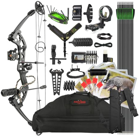 surwolf Kit d'arc à poulies 30~44lbs Ensemble d'arc et de flèches réglables pour tir à l'arc de Chasse Arc de tir à Gauche/Droite pour tir à l'arc en extérieur (Noir, RH)