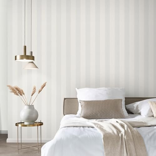 Erismann 10361-31 Papier peint intissé Motif rayures modernes Gris/blanc métallisé