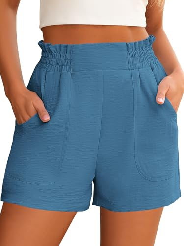 ANRABESS Shorts for Women Summer Casual Elastic High Waisted Wide Leg Cute Dressy Beach Shorts 2026 Vacation Beach Clothes Medium