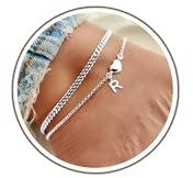 DORANA 2Pcs Anklets for Women Waterproof Ankle Jewelry Gift for Her Initial Foot Bracelet Birthday Gifts for Her Initial Foot Jewelry