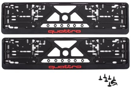 Kennzeichenhalter, Nummernschildhalter Autokennzeichen Halter für KFZ-Kennzeichen kennzeichenhalterung mit Klicksystem - Inkl. 8 Schrauben 8 Vibrationsdämpfer - Einfache & stabil - 2er Set, 52 x 10 cm