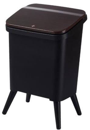 LOVIVER Poubelle sur Pieds, Corbeille à déchets avec Couvercle à Pression pour Chambre, Magasin, Chambre d'enfant, Toilettes, Salle de Bain, Noir 29x24x46cm