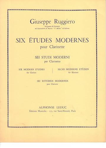 Ruggiero Giuseppe SIX ETUDES MODERNES pour Clarinette - 6 STUDI MODERNI per Clarinetto ed. Leduc