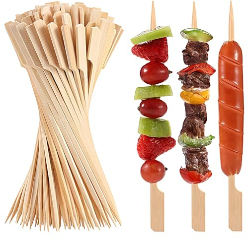 18cm Bamboo Skewers, Natural Wooden BBQ Sticks, 200 Pack