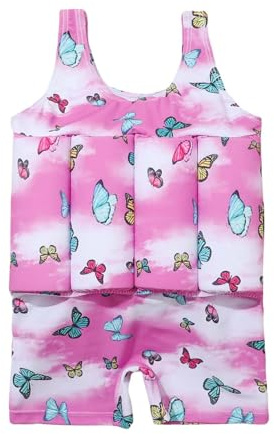 Maillot de Bain Flottant Enfant Garcon Fille, Combinaison Flottante Maillot de Bain Une Pièce avec Flotteurs Reglable pour sécurité Confiance Aide à la flottabilité Été Costume pour Natation Débutant