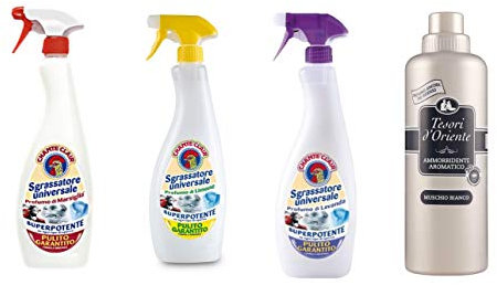 Testpaket Tesori d'Oriente Ammorbidente Weichspüler Weißer Moschus (1 x 750ml) - ChanteClair Sgrassatore universeller Entfetter (3 x 625ml)