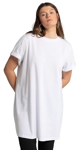 Studio Untold Damen große Größen Übergrößen Plus Size Longshirt, Rundhals, Halbarm, lang geschnitten schneeweiß 50+ 794475200-50+