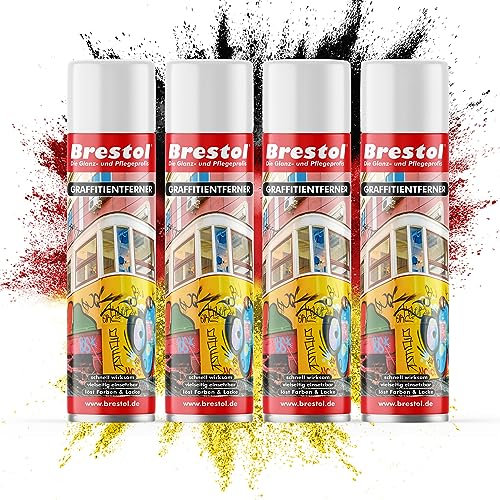 BRESTOL® GRAFFITI ENTFERNER 4x 400 ml Spray - Graffitilöser Farbabbeizer Farblöser Farbentferner Lackentferner Lacklöser Lasurlöser Lasurentferner Dispersionsmittel Abbeizmittel Abbeizer