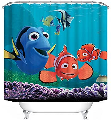 FgolphdDuschvorhang Finding Nemo 120x200 180x200, Textil Ozean Welt Delfin Bunt Shower Curtains Wasserdicht Dekorieren Sie Ihr Badezimmer (200 * 240,7)