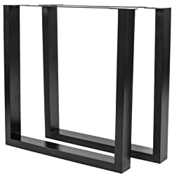 SAM Tischgestell in U-Form, 70 x 73 cm, 2er Set, Eisen schwarz lackiert, Kufengestell für Esstische & Schreibtische, Tischkufen für DIY-Projekte, Industrial-Design, Verstellbarer Bodenschutz