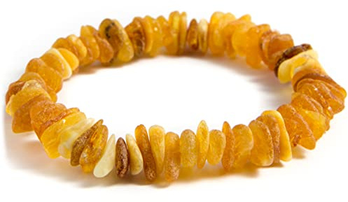 Generisch Pulsera unisex de ámbar báltico para adultos, joyería hecha a mano, tamaño de muñeca de 15 a 19 cm, Medium, Caucho, Ámbar