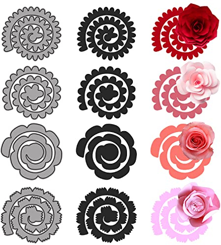 Set di 4 fustelle 3D a forma di fiore e petalo Per scrapbooking, album fotografici, goffratura e decorazione