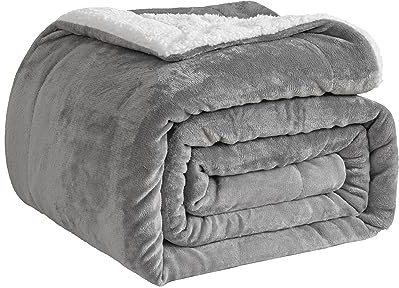 Good Nite Throw Blanket Sofa Throw 200x230cm Fleece Fluffy Blanket Sherpa Blankets For Sofas Bedspread Travel Blanket Soft, Machine Washable (King,Grey)