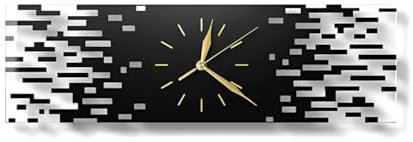 LANMOU Horloge Murale Silencieuse Rectangulaire, Pendule Murale 50 cm de Diamètre, Horloge Murale Design Moderne Noir et Blanc, en Acrylique, Murales Décoratif pour Salon